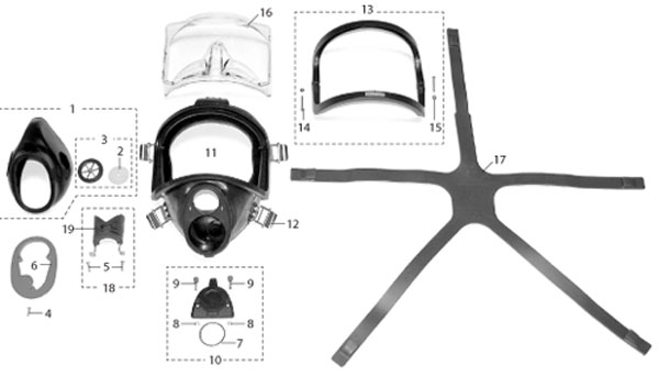 MK20 Mask Parts Listing